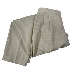 Separate Impressions 10 Beige Trousers High Waist Pleated Linen Blend Minimalist